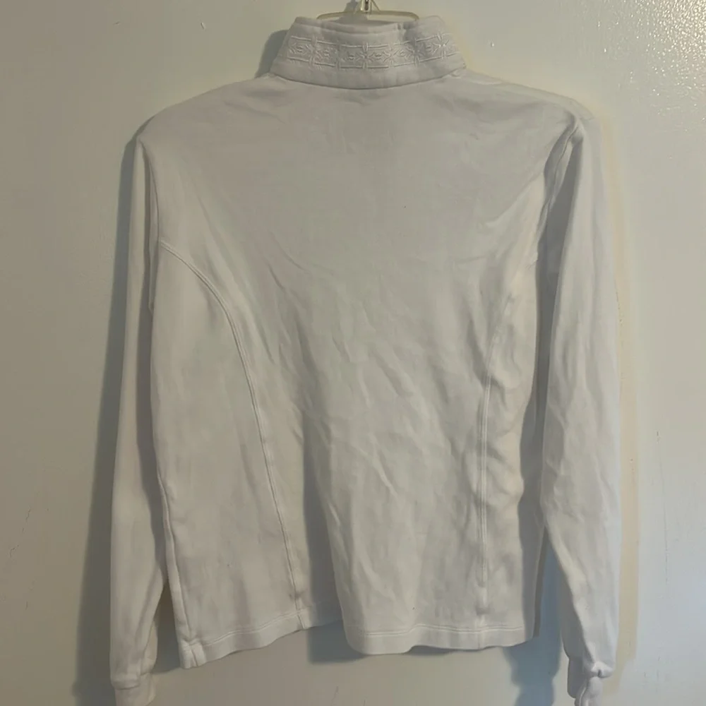 Odlo 1/4 Zip White Long Sleeve Base layer Shirt with Floral Collar Pattern Sz M - Picture 7 of 12